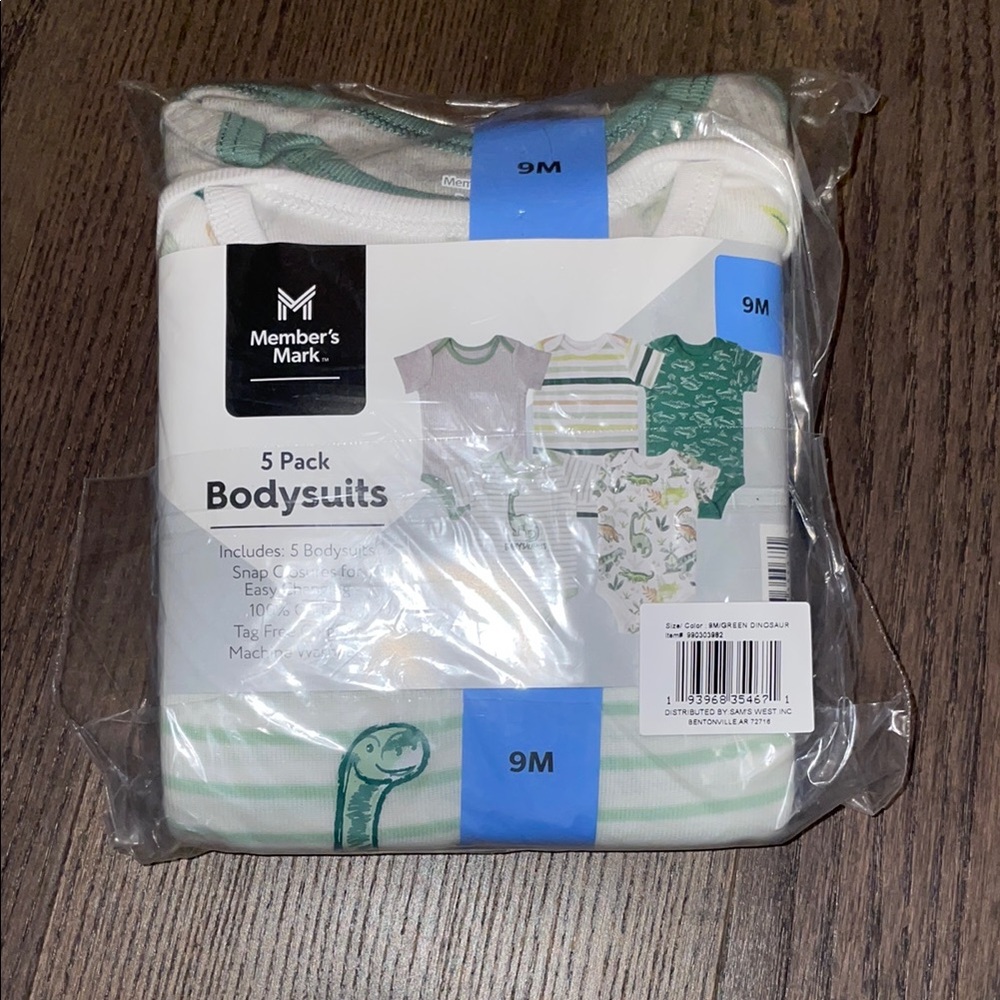 Green and White Bodysuits - 5 Pack